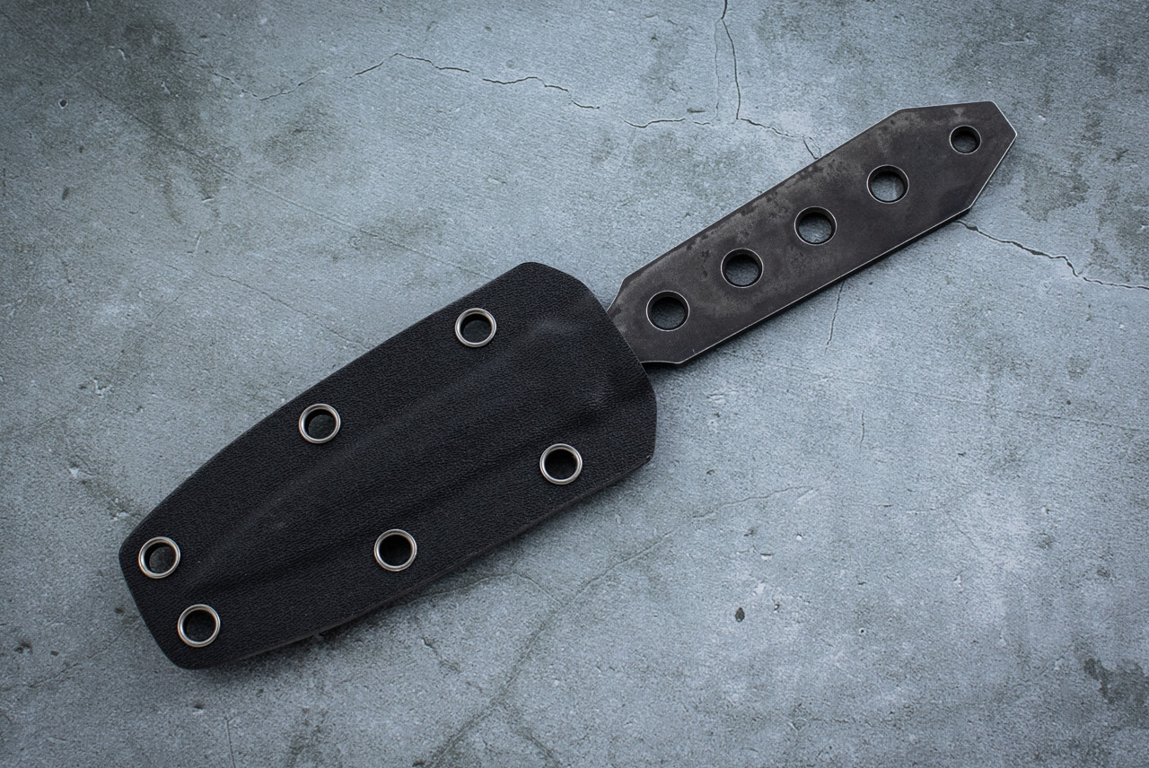 Fred Perrin Le Dague Fixed Blade Dagger Black Stonewash w/ Sheath