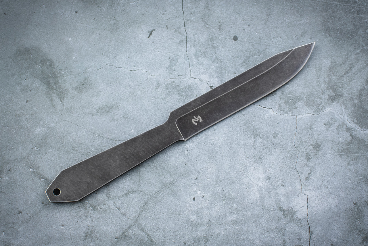 Fred Perrin Le Lancer Fixed Blade Knife Black Stonewash w/ Sheath