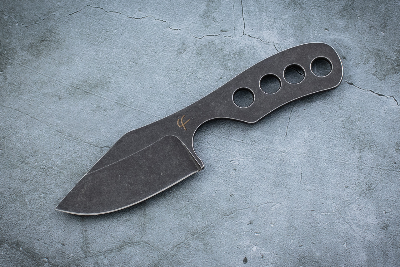 Fred Perrin Mini-Pic Neck Knife Black Stonewash w/ Sheath - FP1803