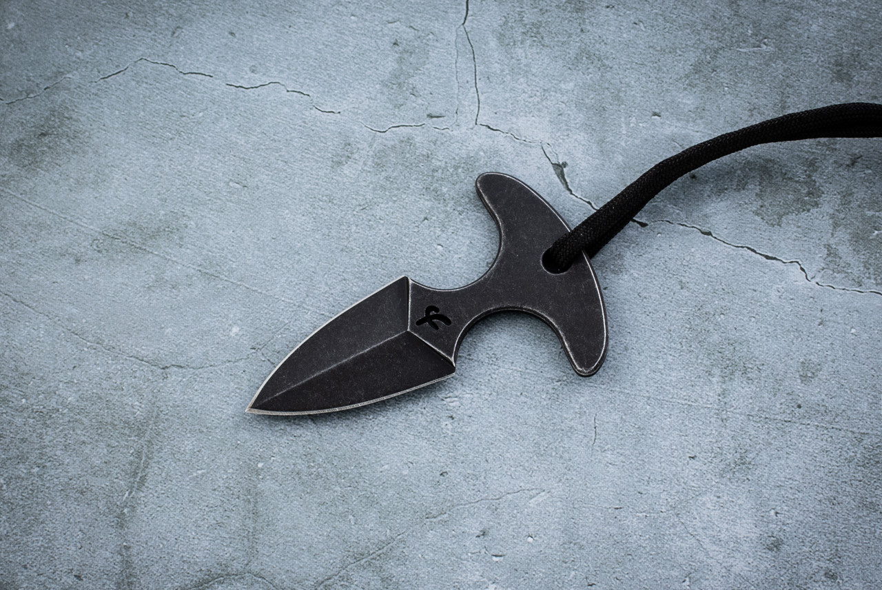 Fred Perrin Push Dagger Fixed Blade Knife Black Stonewash w