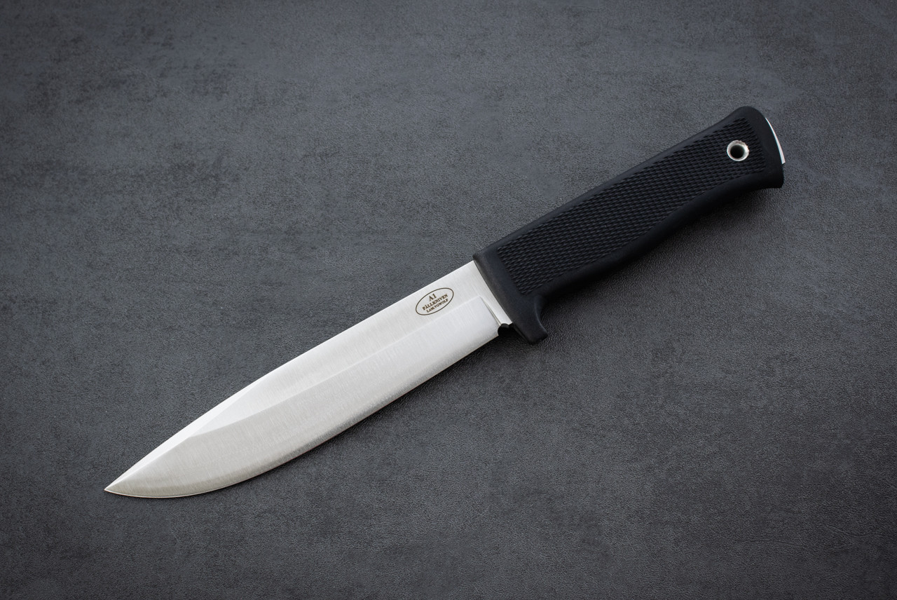 Fallkniven Knives A1 Survival Knife Laminated VGWOLF Satin Blade w/ Black Checkered Kraton Handle and Zytel Sheath - A1nz