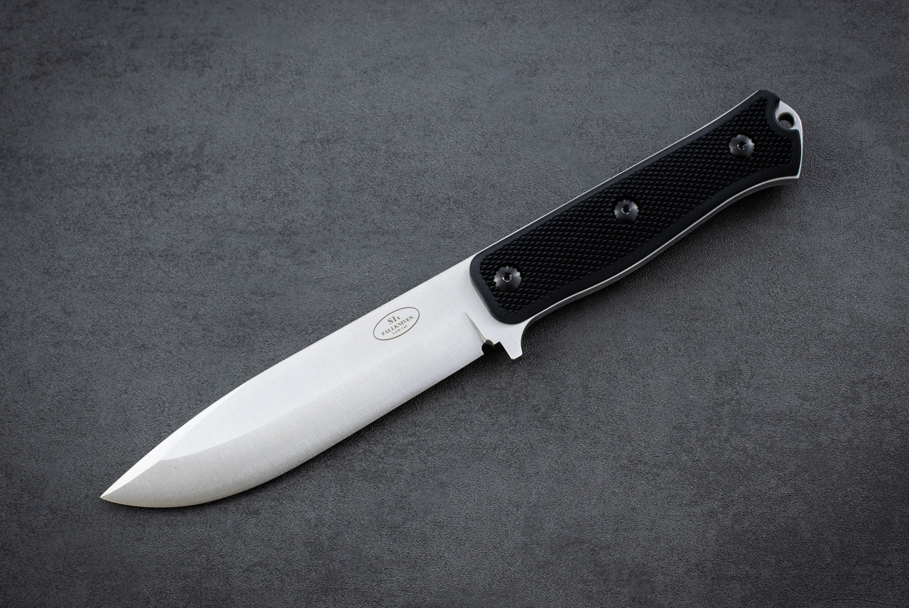Fallkniven Knives S1 Forest Knife Laminated CoS Satin Blade w/ Black Checkered Thermorun Handle and Zytel Sheath - S1x