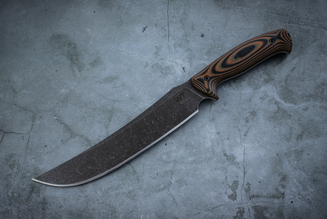 Work Tuff Gear Atayal-(C) Fixed Blade Knife Dark Washed Blade w/ Earth Camo G-10 Handles and Black Sheath