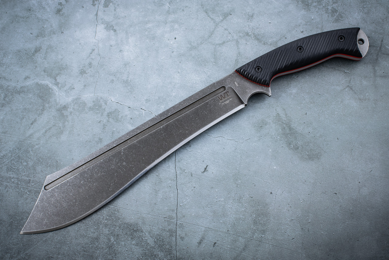 Work Tuff Gear Warhammer Fixed Blade Knife Dark Washed Blade w/ Textured Black G-10 Handles Red Liners and Sheath