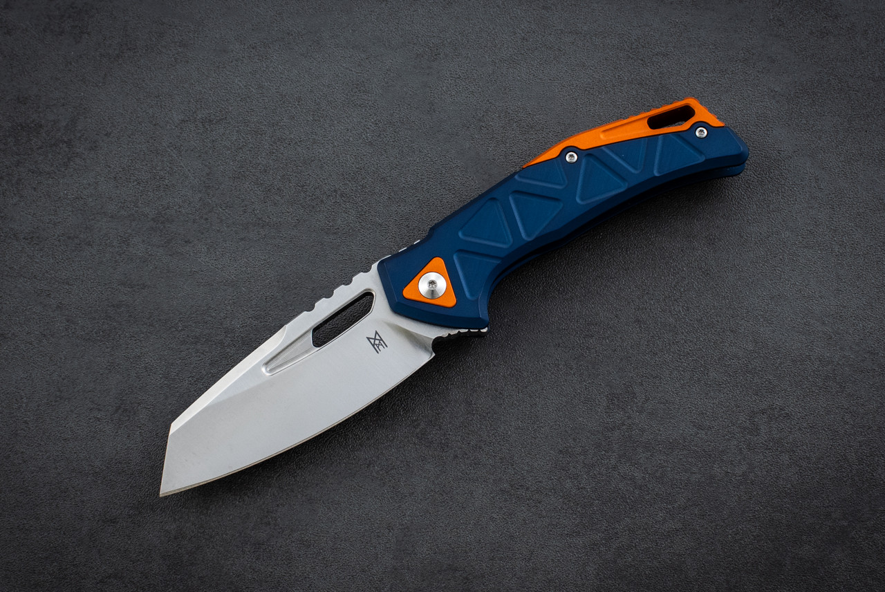 Midgards Messer Bifur Frame Lock Knife Stonewashed Blade w/ Blue