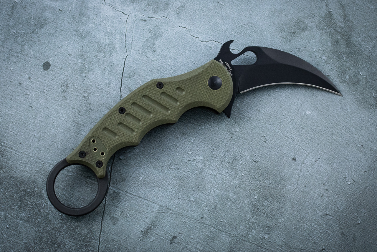 Fox Knives FX-599 Liner Lock Karambit Folding Knife Black Blade w