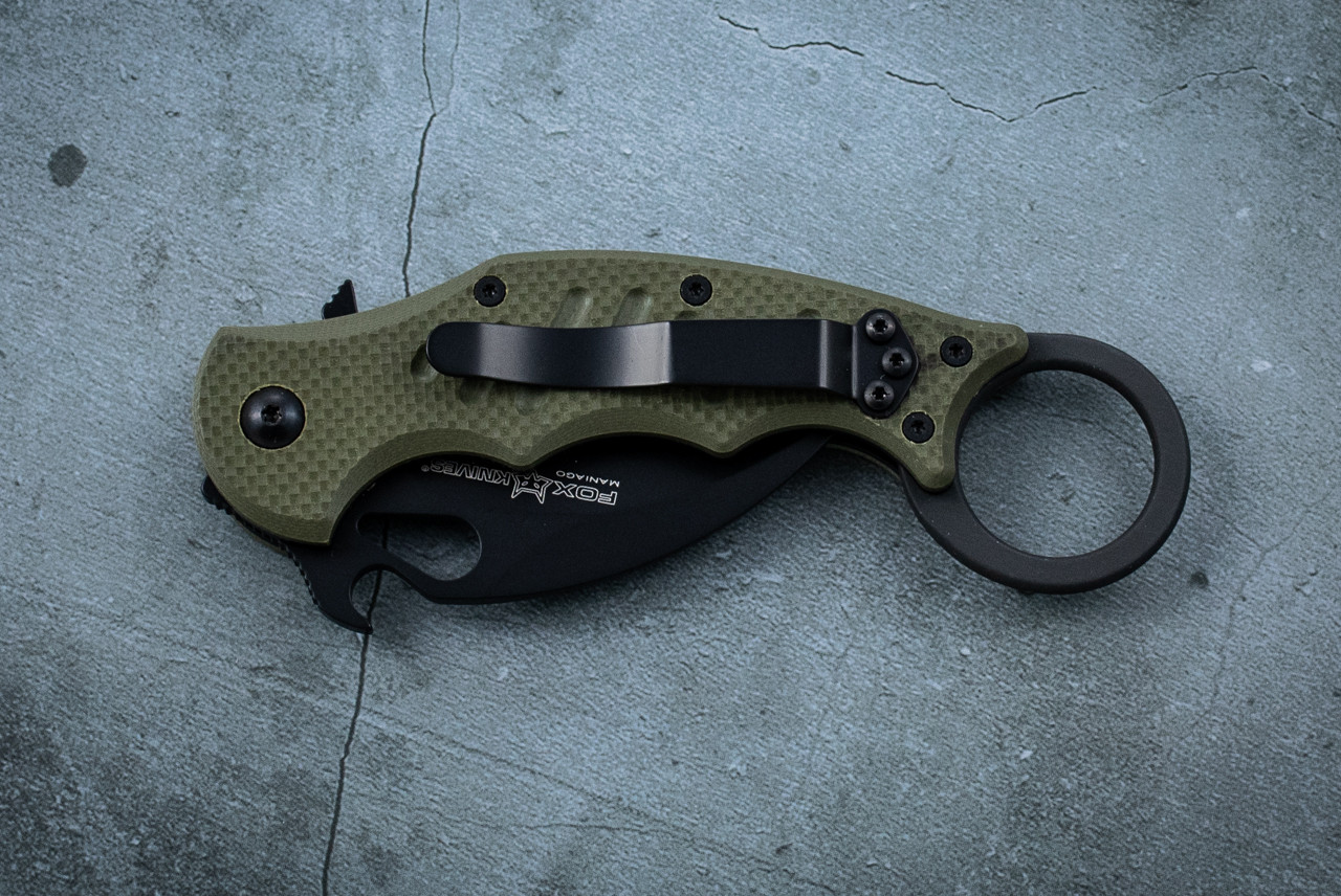 Fox Knives FX-599 Liner Lock Karambit Folding Knife Black Blade w