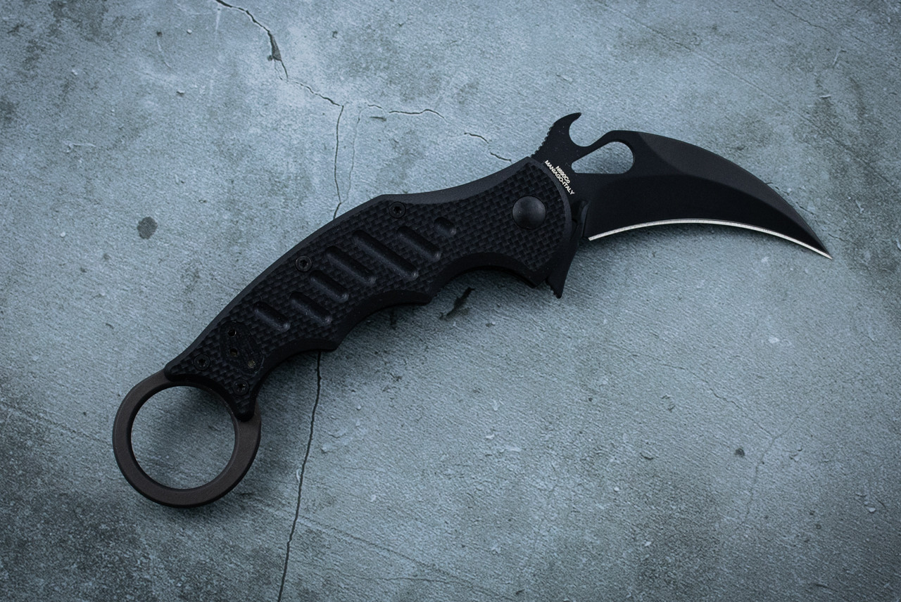 Fox Knives FX-599 Liner Lock Karambit Folding Knife Black Blade w