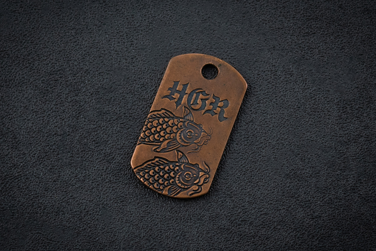 Steel Flame HGR w/ 2 Koi Copper Dog Tag In Vintage Gunmetal Finish