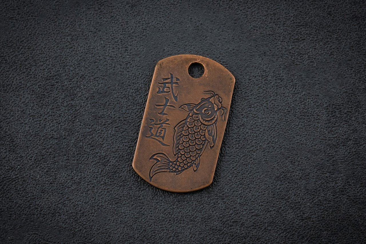 Steel Flame Bushido w/ Koi Copper Dog Tag In Vintage Gunmetal Finish