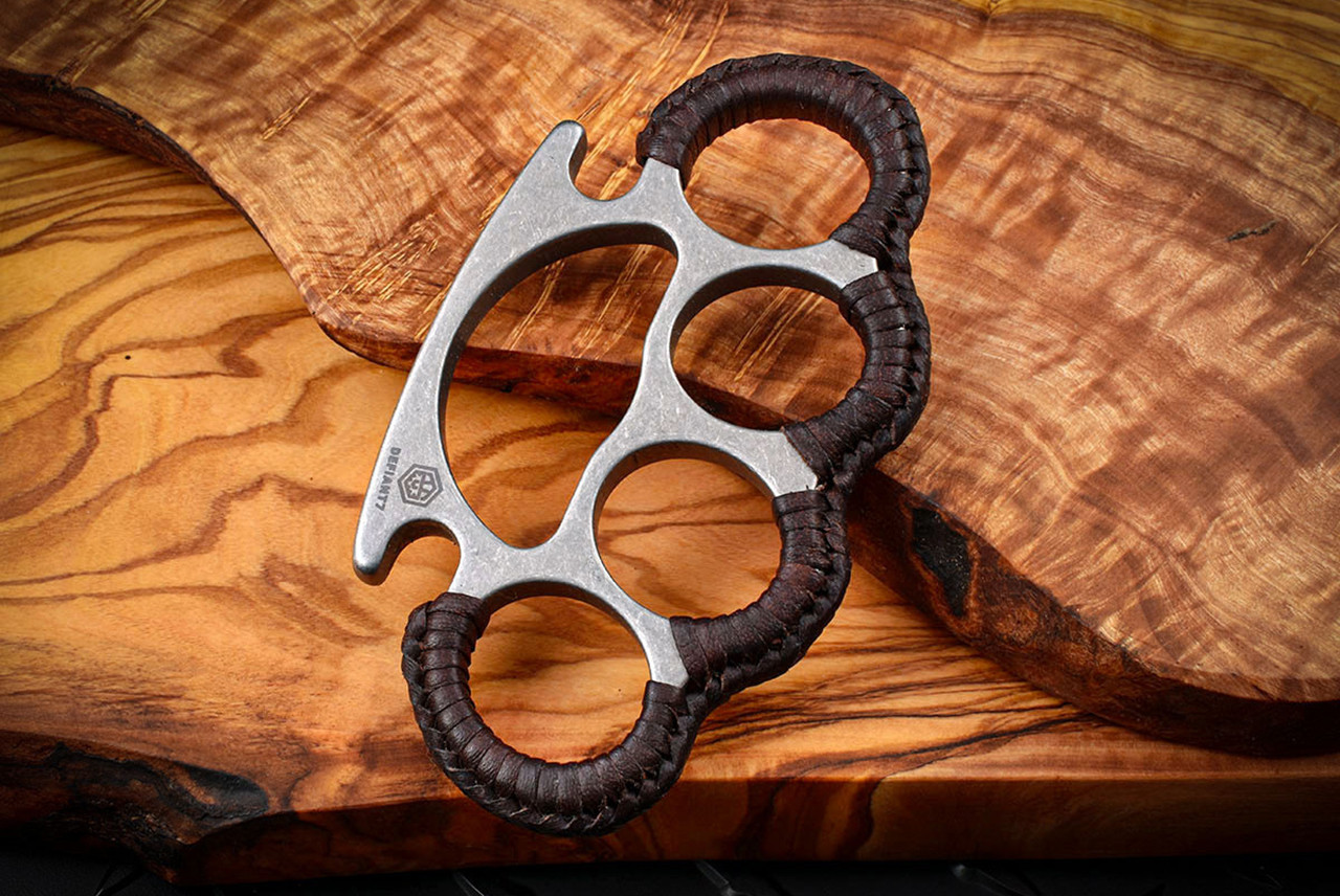 Defiant 7 Les George Tyrant AerMet 340 Knuckle Stonewashed w/ Ish Brown Leather Wrap
