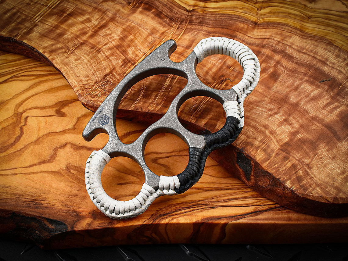 Defiant 7 Les George Tyrant Titanium Knuckle Stonewashed w/ Ish White / Black Leather Wrap