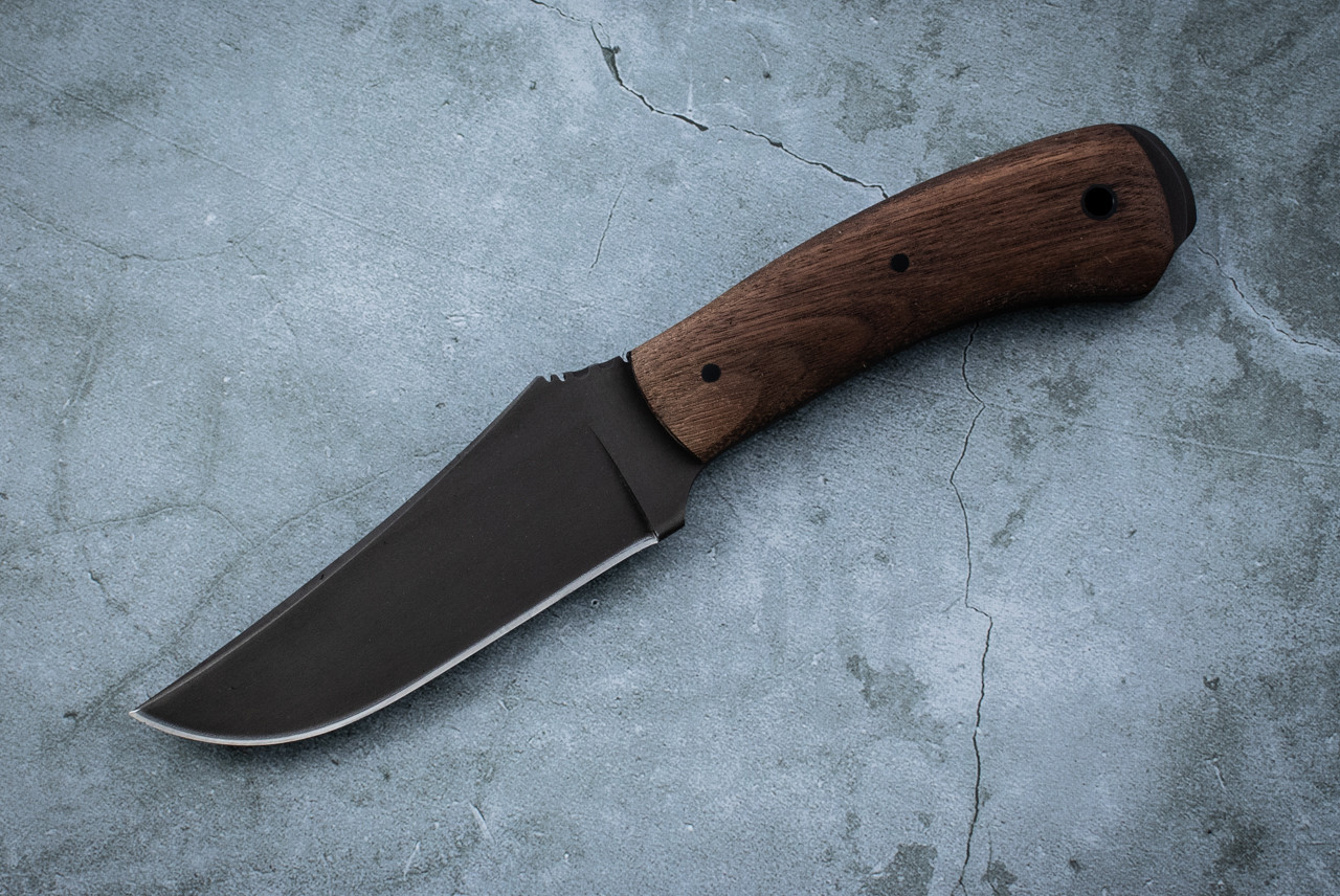 Winkler Knives Blue Ridge Crusher Black Blade w/ Smooth Walnut Handle and Leather Sheath