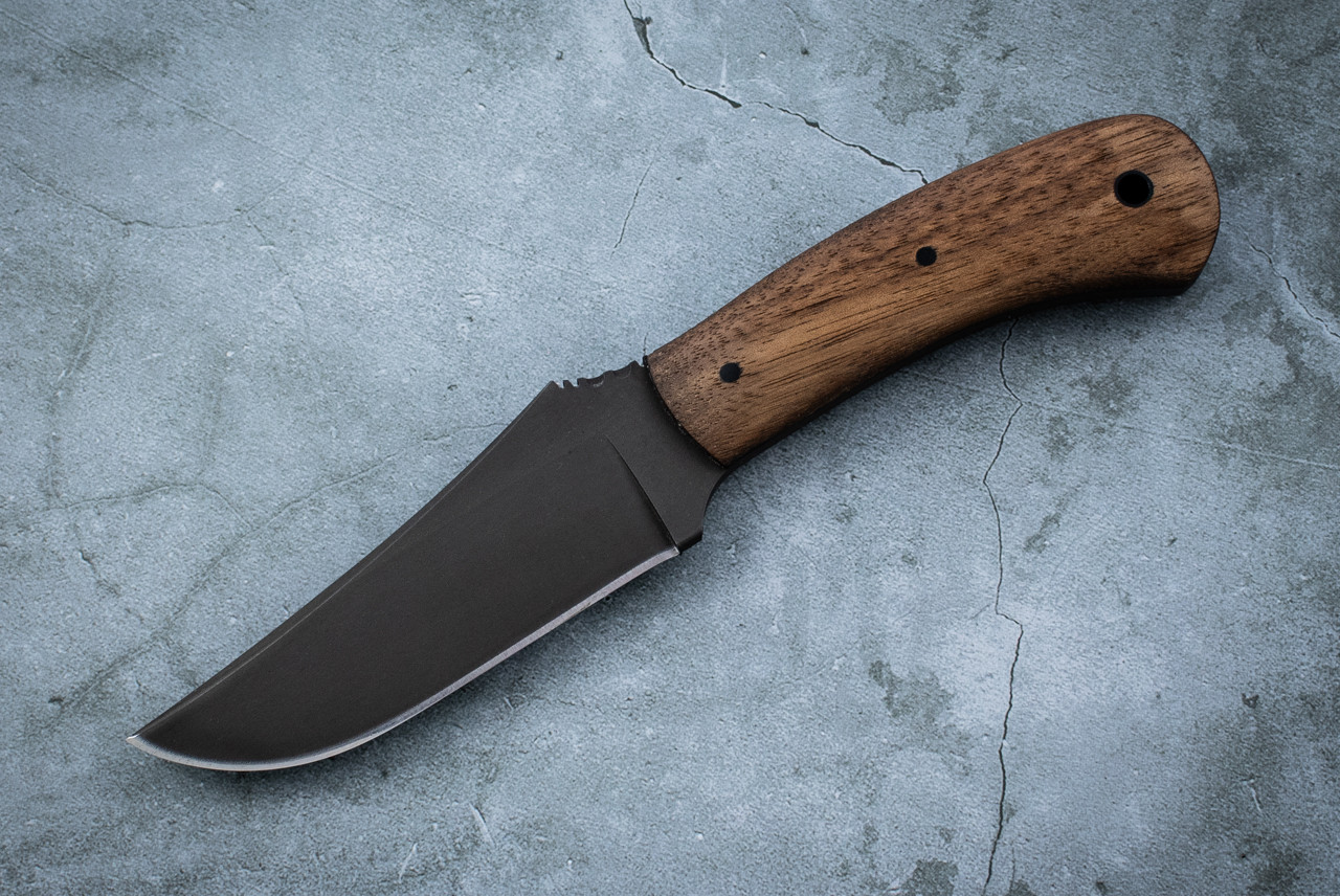 Winkler Knives Blue Ridge Hunter Black Blade w/ Smooth Walnut Handle and Leather Sheath