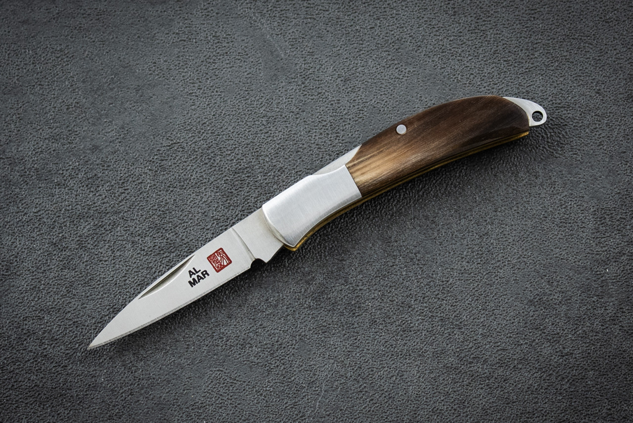 Al Mar Knives Osprey Classic Folding Gentlemen's Knife Satin Blade With Prototype Scales December 2005 Water Buffalo Horn Handle - 1001