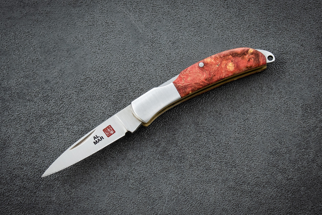 Al Mar Knives Osprey Classic Folding Gentlemen's Knife Satin Blade w/ Prototype Scales December 2005 Red Quince Handle - 1001