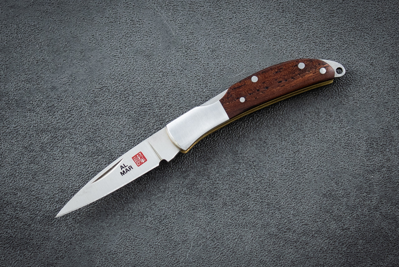 Al Mar Knives Osprey Classic Folding Gentlemen's Knife Satin Blade w/ Cocobolo Handle and Leather Pouch - 1001C