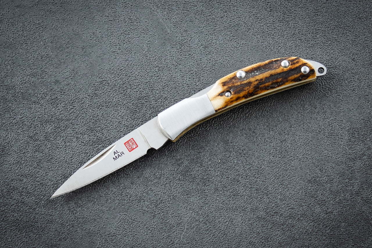 Al Mar Knives Osprey Classic Folding Gentlemen's Knife Satin Blade w/ Sambar Stag Handle - 1001S