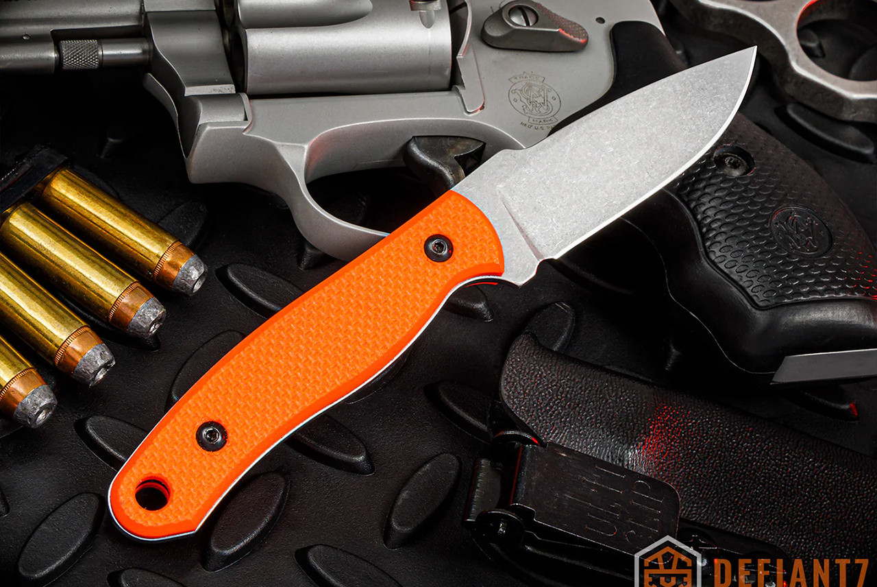 Defiant 7 Les George Ace Fixed Blade Knife Stonewashed Blade w