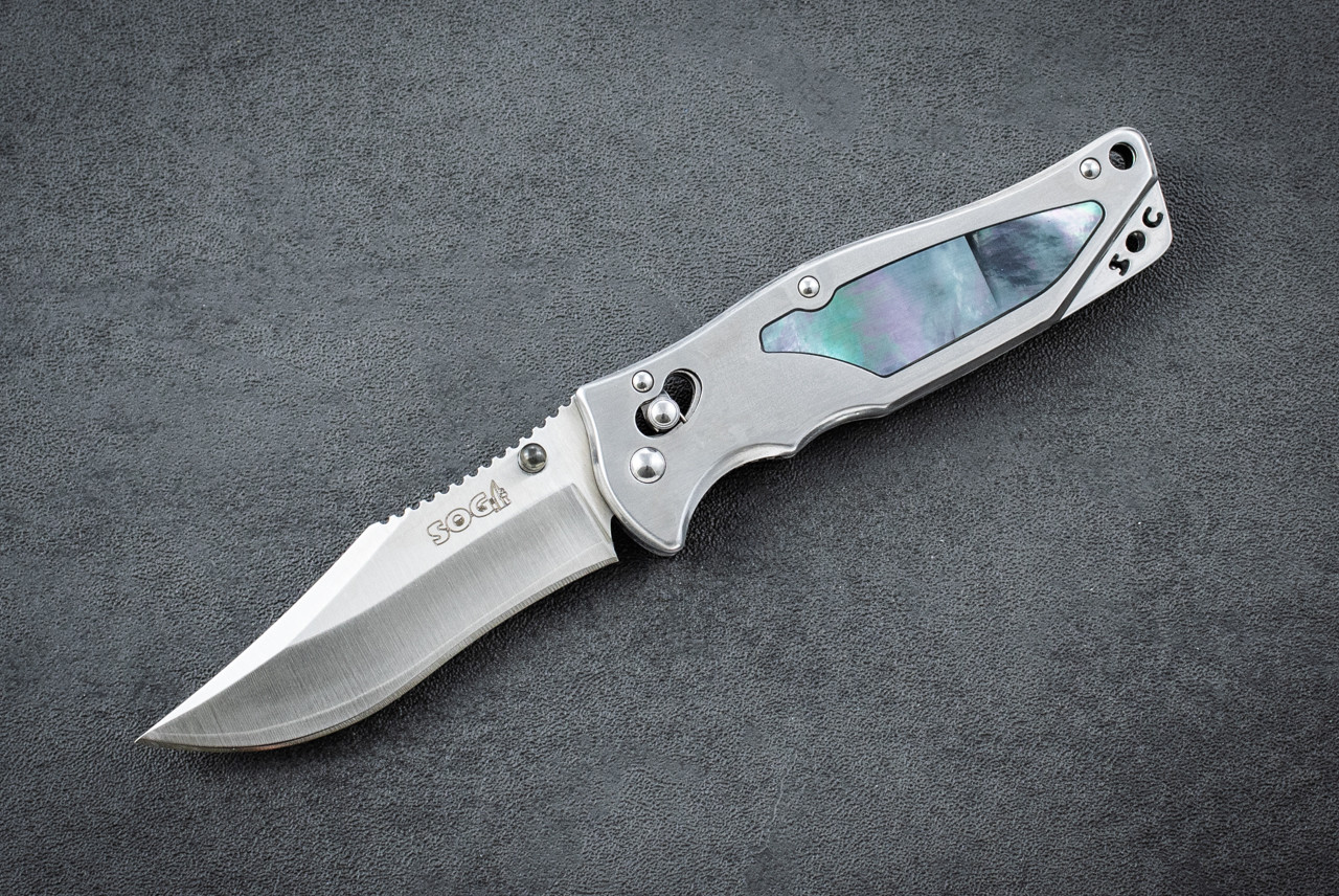 SOG Knives Vintage Japan X-Ray Vision Folding Knife Bead Blasted