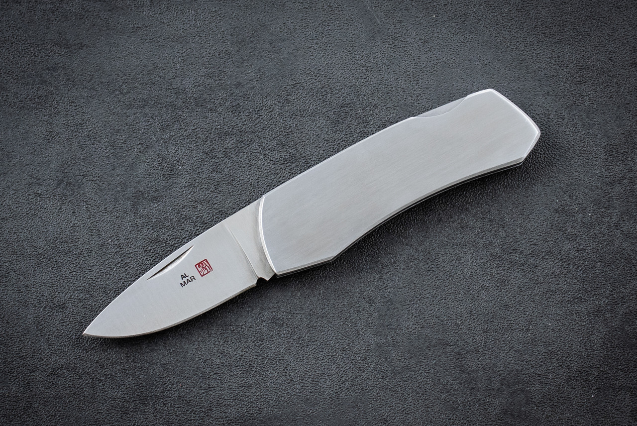 Al Mar Knives Belt Buckle Folding Knife Satin Blade w/ Stainless Steel Handle
