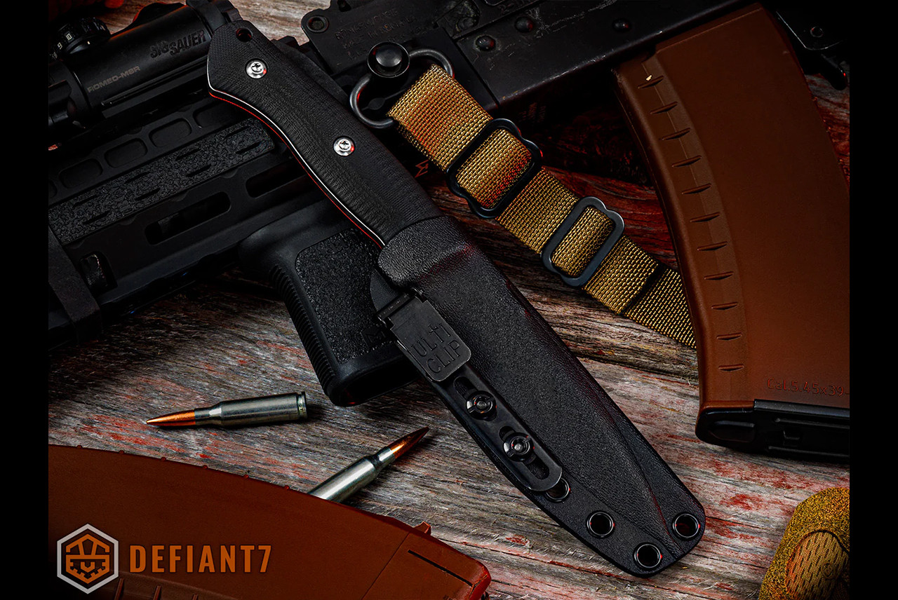 Defiant 7 Allen Elishewitz BK Fixed Blade Knife Stonewashed Blade