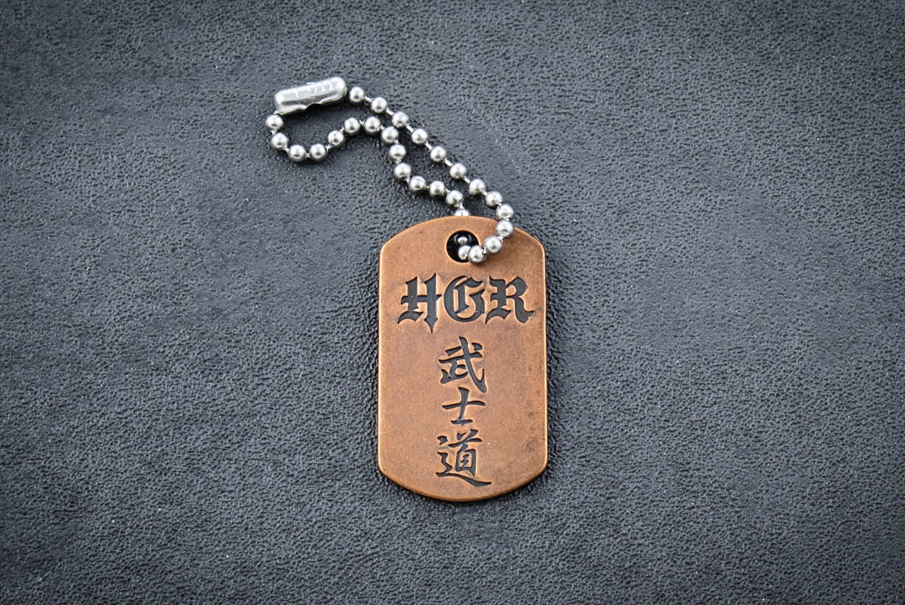 Steel Flame HGR Bushido Copper Dog Tag In Vintage Gunmetal Finish