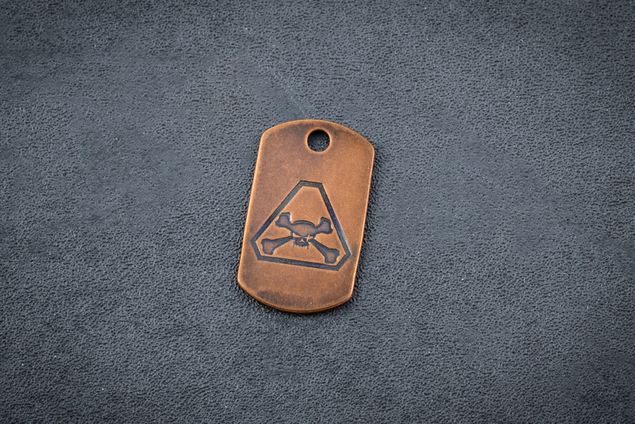 Steel Flame Prometheus Design Werx Prometheus Platoon Copper Dog Tag In Vintage Gunmetal Finish - 