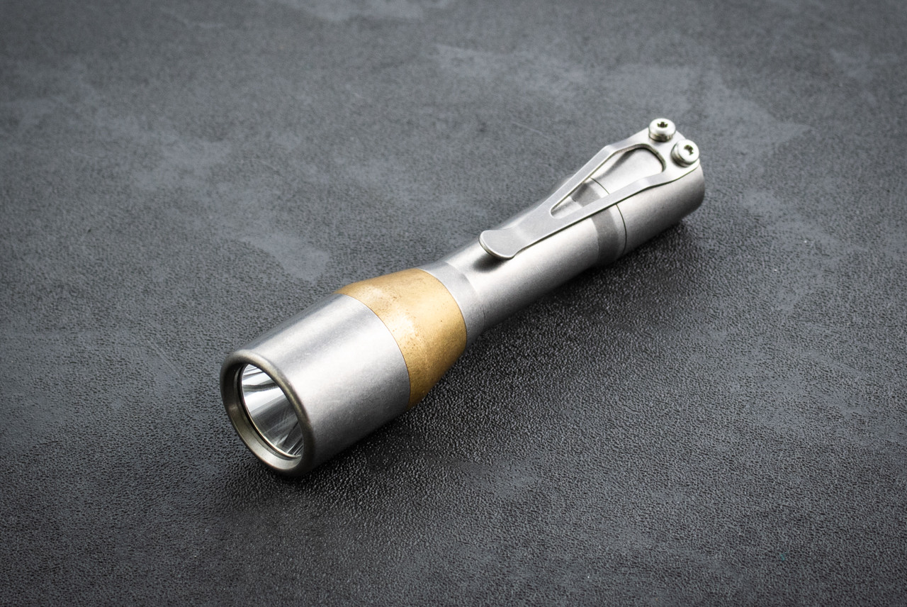 CWF Custom Flashlights Mini Turbo Titanium  / Brass Tumbled