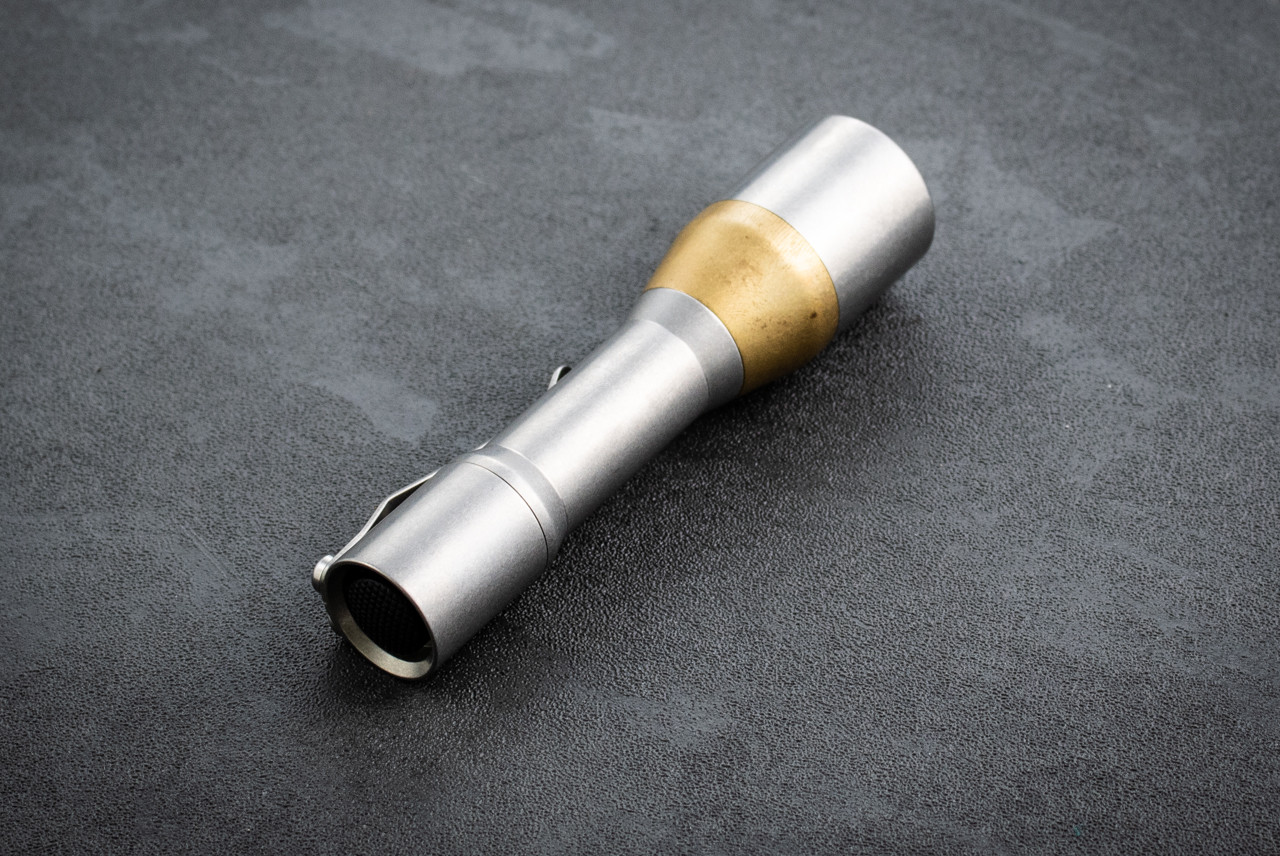 CWF Custom Flashlights Mini Turbo Titanium / Brass Tumbled