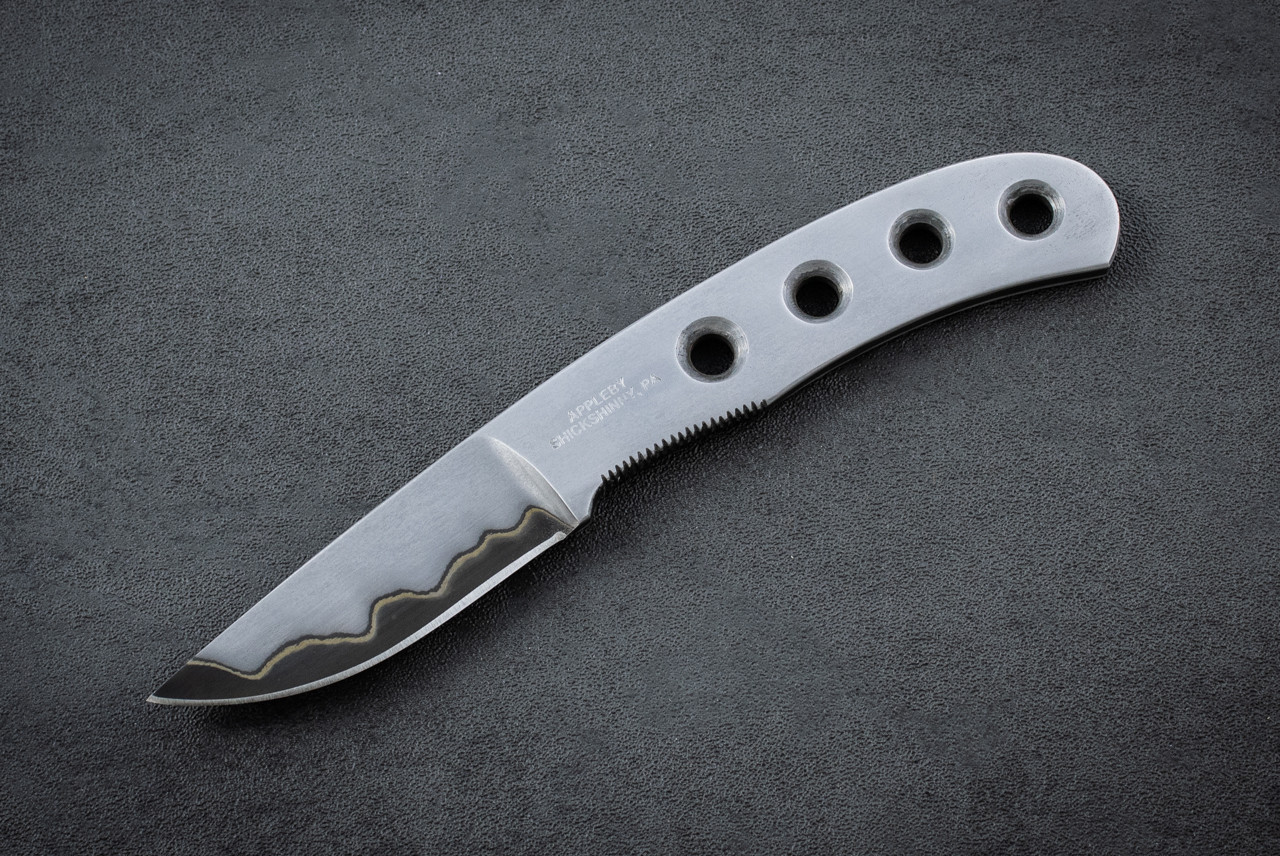 Appleby Knives 2.50" Utility Fixed Blade Knife San Mai Blade w/ Skeletonized Handle and Leather Sheath