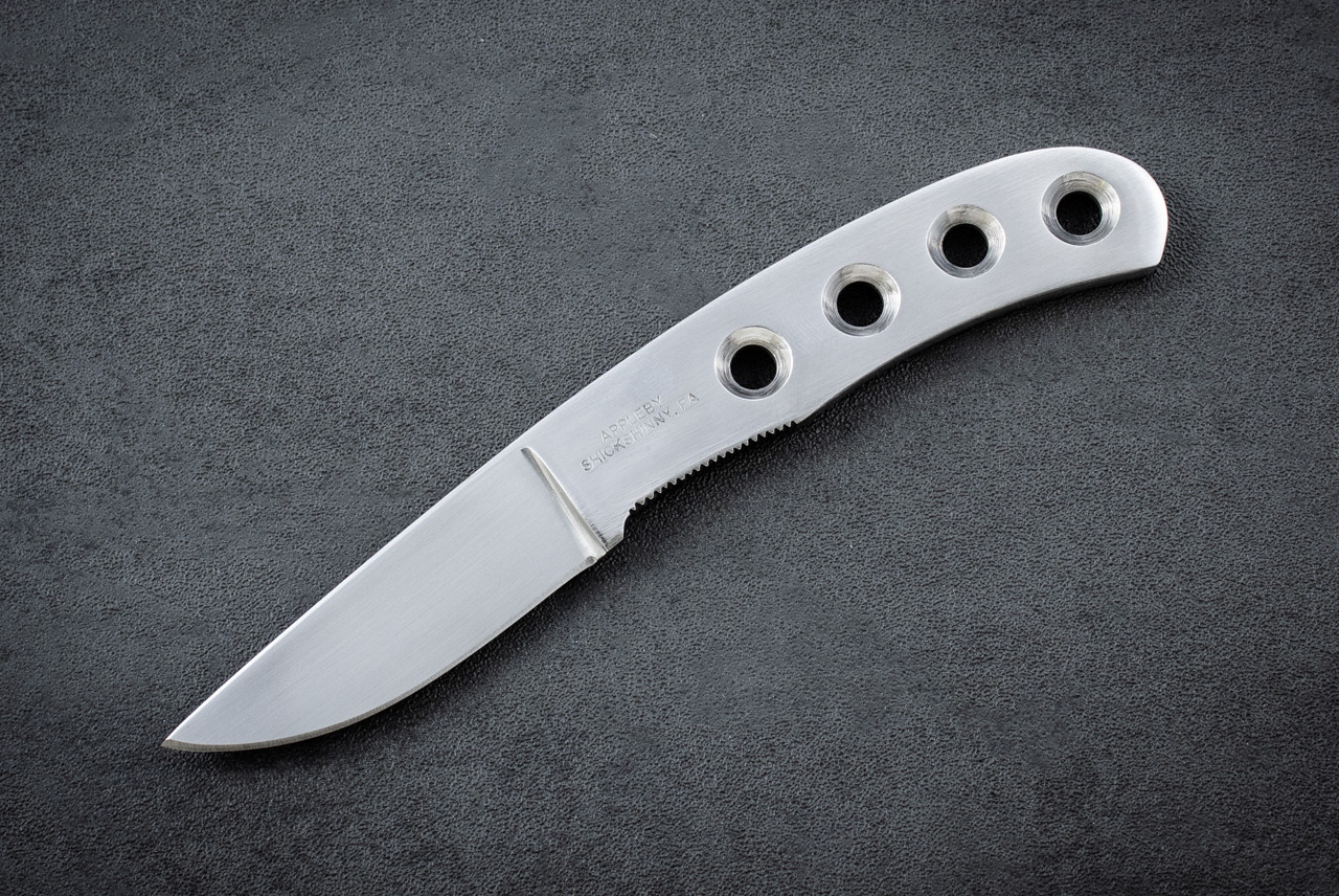 Appleby Knives 2.50" Utility Fixed Blade Knife Satin Blade and Skeletonized Handle w/ Leather Sheath