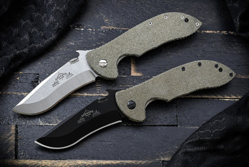 Exclusive: Ernest Emerson Commander in Green Canvas Micarta w/ Steel Flame Hardness Clip