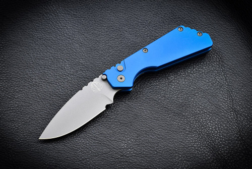 Strider/Protech PT Auto Solid Dark Blue Handle W/ Bead Blasted Blade - 2301