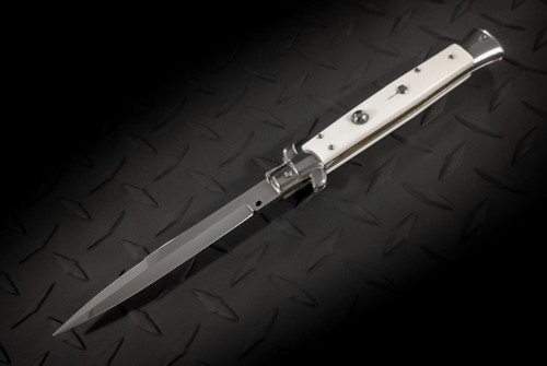 Frank Beltrame Knives 11" Italian Stiletto Automatic Bayonet Knife Bone Polished Blade