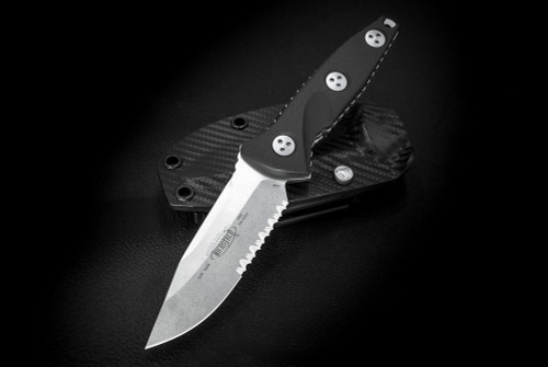 Microtech Knives Socom Alpha Mini S/E Stonewash Fixed Blade Knife Black G-10 Handles w/ Kydex - 113M-11