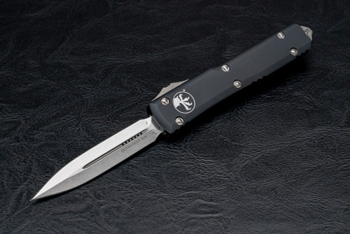 Microtech Knives Ultratech D/E OTF Automatic Knife Stonewashed Blade Black Handles - 122-10