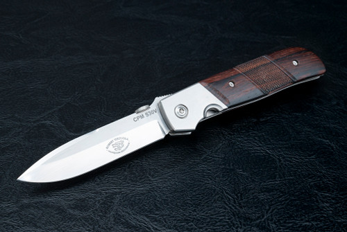 Robert Terzuola Custom TTF-3A Liner Lock Knife Satin Finish Spear Point Blade w/ Exotic Wood Handles