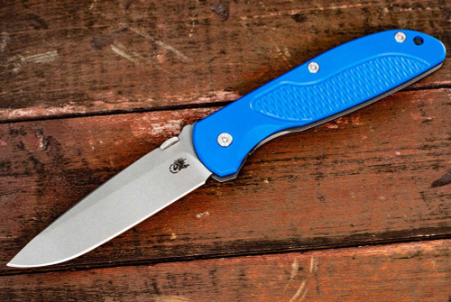 Rick Hinderer Knives FireTac Spanto Working Finish Blade w/ Frame Lock and Blue G10 Handle
