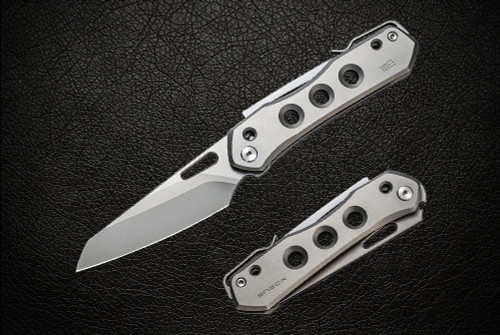 We Knife Co. SNECX Vision R Superlock Knife Bead Blast Blade w/ Gray Titanium Handles - WE21031-1