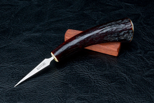 Kotoh Knife Works 5.63" Kotoh-I Ice Pick Stag Horn Handle w/ Wood Sheath 