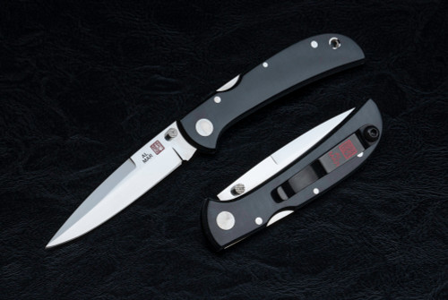 Al Mar Knives Falcon Ultralight Folding Knife Satin Talon Blade w/ Black Linen Micarta Handle - 1003UBK1T