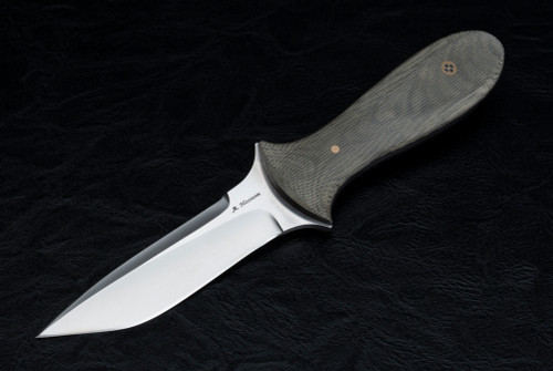 Alex Hossom Knives Narc Custom Fixed Blade Knife Satin Blade Finish w/ Green Canvas Micarta Handle