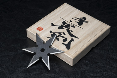Hand Forged Hammered Genka-Roppo Black Shuriken w/ Paulownia Box