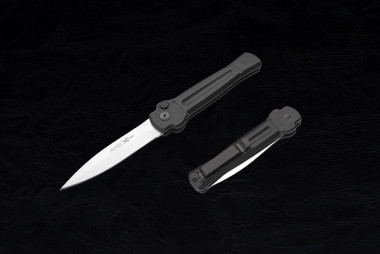 AKC X-treme Ace Automatic Knife Dagger Satin Blade w/ Black Aluminum ...