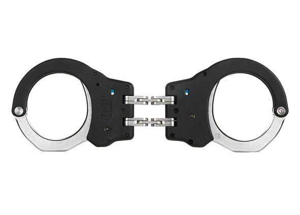 Hinge Ultra Handcuffs (Steel) - Black, 2 Pawl (Blue - Security)