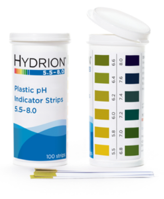 Hydrion Spectral 5.5-8.0 Plastic pH plastic Strip tests