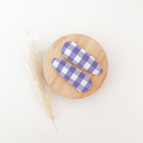Purple Gingham Snap Clips
