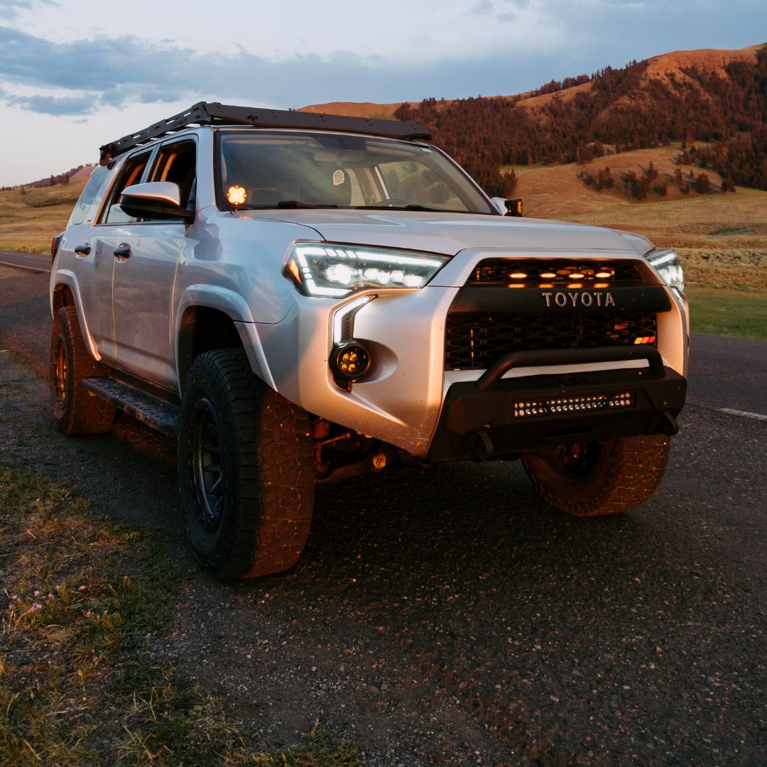 UTVJTV Front Grille With Amber LED Lights For 2020-2023 Toyota 4Runner SR5/TRD Pro – Black ABS – 3-Year Warranty