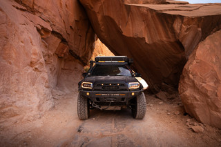 Toyota 4Runner overlanding in Moab Utah red rock desert terrain